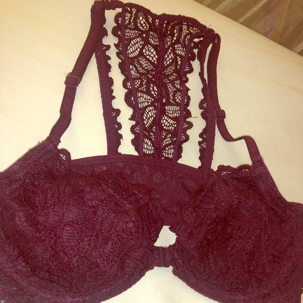 VS PINK Lace Bra in Wine